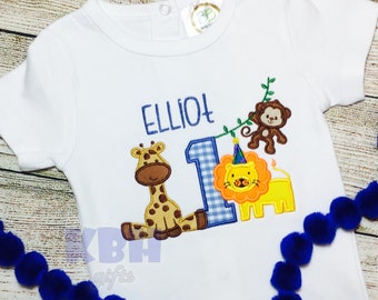 Embroidered Zoo Animal Birthday Shirt