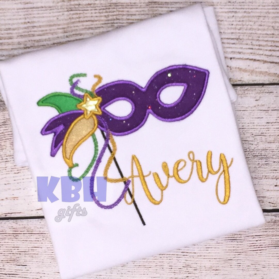 Embroidered Mardi Gras Gator Long Sleeve Tee main image 0