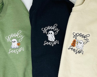 Embroidered Spooky Season Halloween Sweatshirt