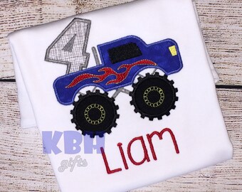 Embroidered Monster Truck Birthday Shirt