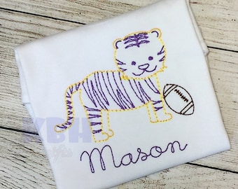 Vintage Embroidered Tiger Shirt or Bodysuit, Bib or Burp Cloth