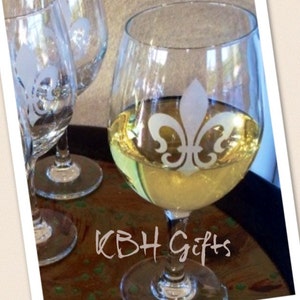 Set of 4 Fleur de Lis Wine Glass