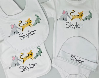 Zoo Animal Shirt Gown Bodysuit Bib Burp Cloth
