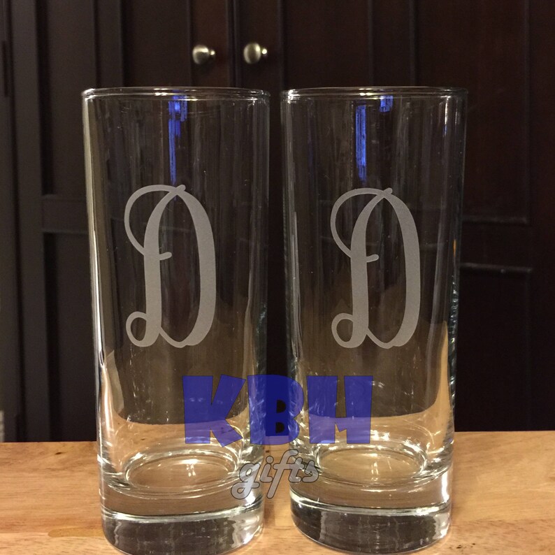 Set of 2 Monogrammed Highball Glasses Etsy