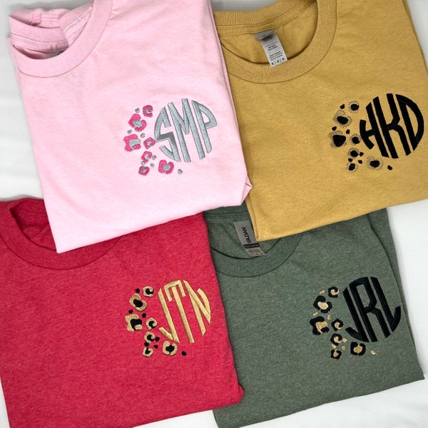 Embroidered Leopard Monogram Tshirt