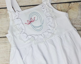 Monogrammed Summer Spring Ruffle Shirt Tank Top