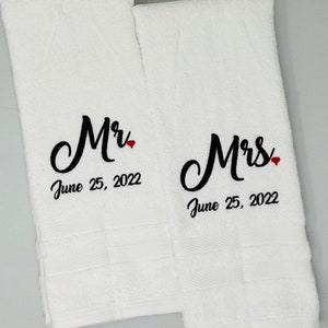 Ships Fast!!! Set of Mr. & Mrs. Embroidered Hand Towels