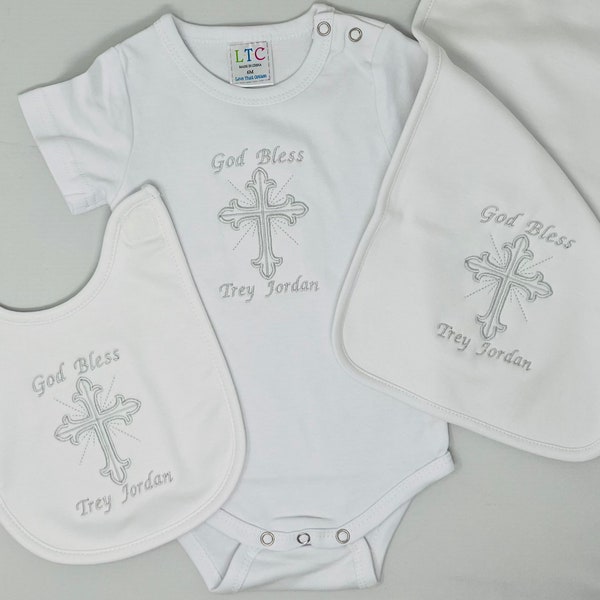 SHIPS FAST! Baptismal Cross Bodysuit