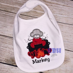 Crawfish Boil / Lobster Embroidered Bib or Bodysuit