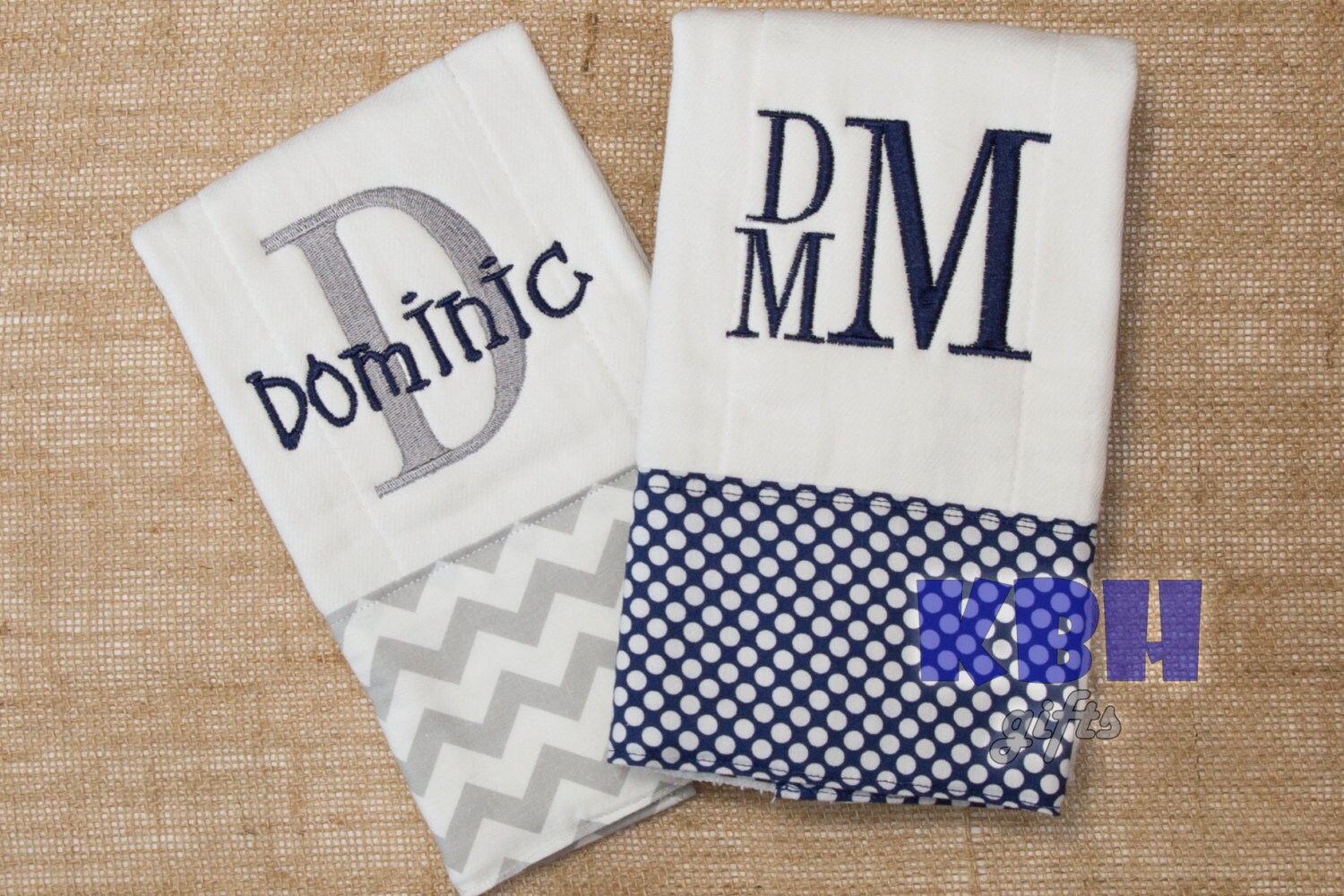 Baby Boy Burp Cloth Set Navy and Gray Etsy