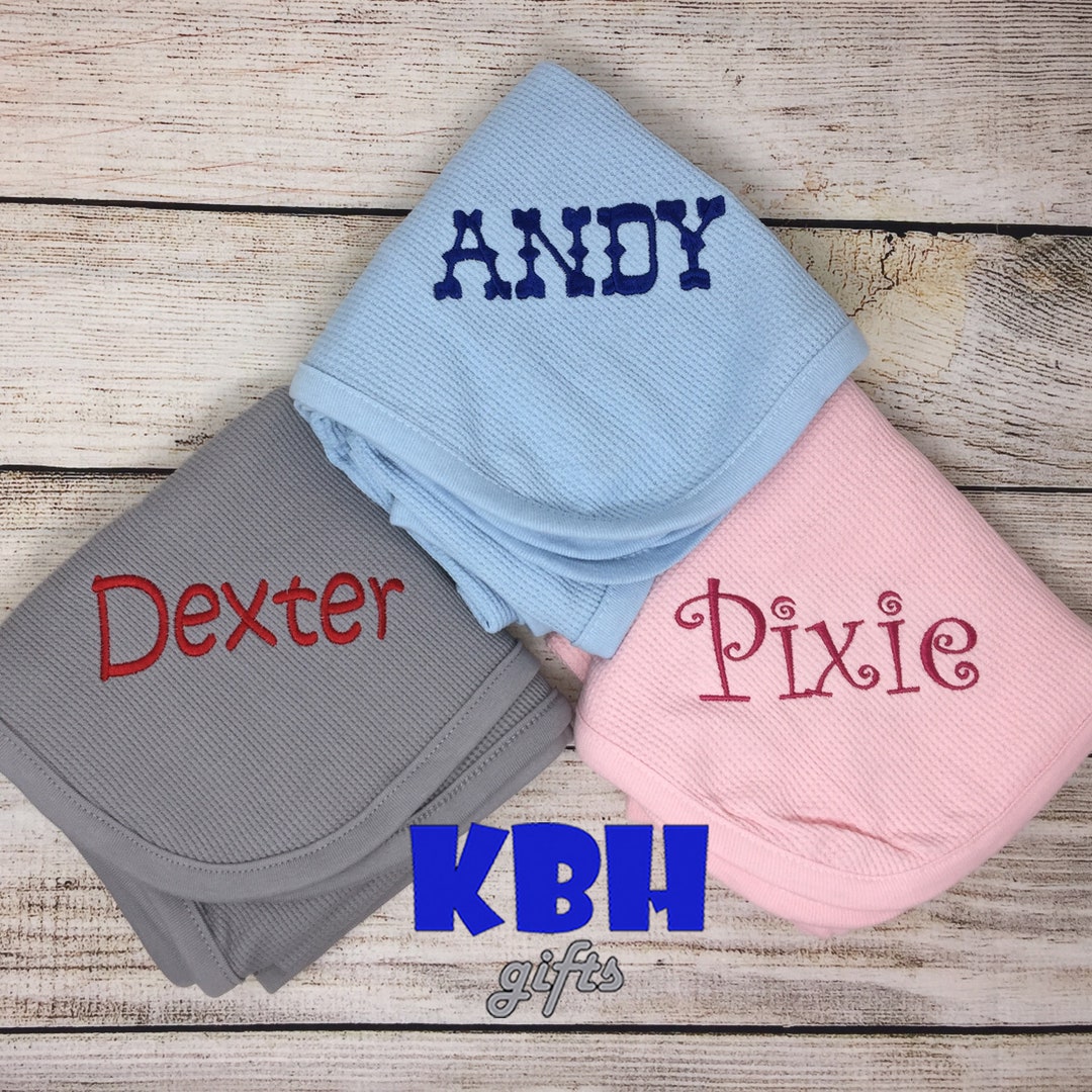 Monogrammed Thermal Receiving Blanket Etsy
