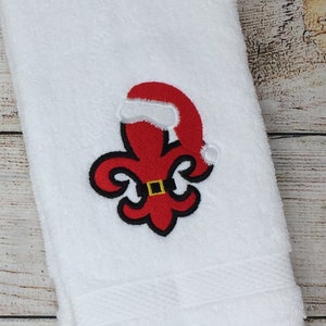 SHIPS FAST!!! Santa Christmas Nola Fleur de Lis Hand Towel