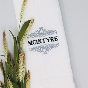 SHIPS FAST!!! Embroidered Last Name Hand Towels / Personalized Hand Towels