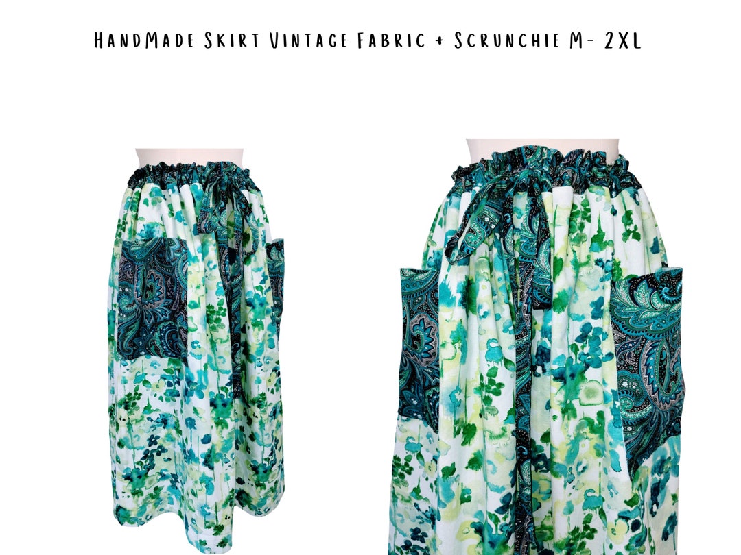 Handmade Plus Size Skirt With Big Pockets. Adjustable Gathered Tie ...