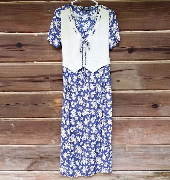 USED Floral Vintage maxi blouse-vintage clothing year 80-Shabby print-vintage clothes-floral print-Flowers print