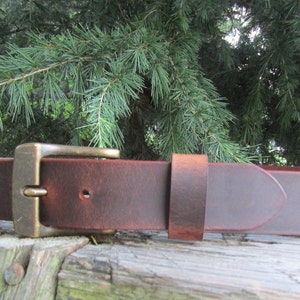 1 1/2" Custom Handcrafted leather belt, full grain leather belt,Made in USA, Unisex leather belt, Water Buffalo leather belt, vintage look image 8