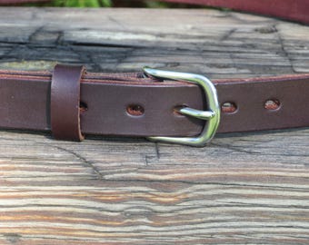 Discounted 34 inch waist Dark brown bridle Leather belt, thick leather belt,  Made in US with US hides 36 belt, 1" wide leather belt