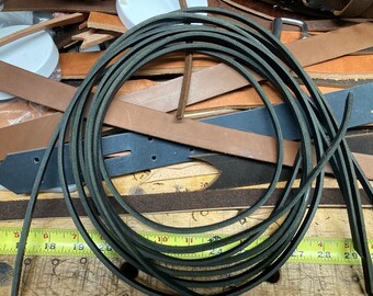 Lot of 3 black Water Buffalo straps 1/4" wide  over 3 feet long Scrap leather, craft leather, Water Buffalo leather