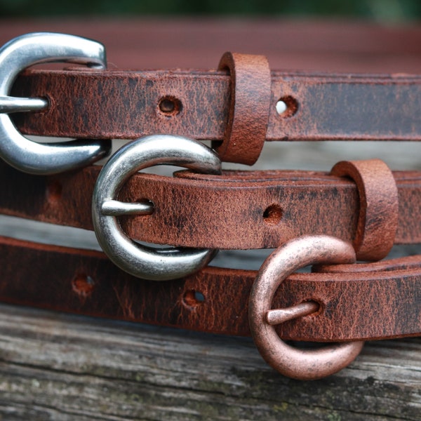 1/2" wide leather belt narrow leather belt  Made in USA  leather belt, narrow leather belt, skinny leather belt, custom belt