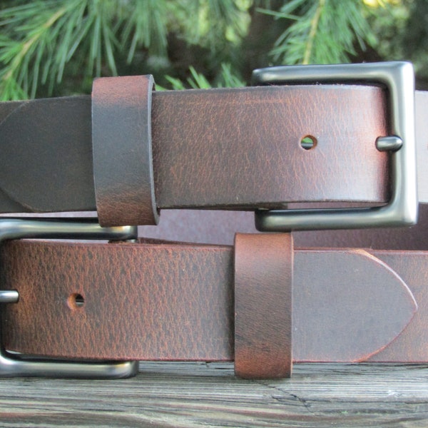 1 1/2" Custom Handcrafted leather belt, full grain leather belt,Made in USA, Unisex leather belt, Water Buffalo leather belt, vintage look