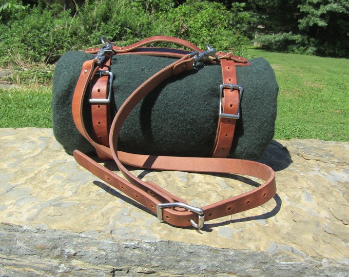Hand Made Hermann Oak Harness Leather Blanket Carrier/ Blanket Harness