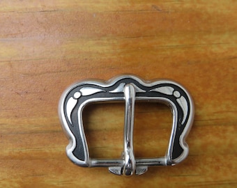 New Pair  1" Jeremiah Watt heel bar Buckles Black Floral Stainless Steel Western Horse Tack Hardware  bridle, belt, tack buckle