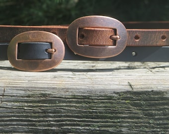 Water Buffalo Leather narrow belt, Made in USA , 1/2&quot;  wide belt, leather belt, narrow leather belt, skinny leather belt, custom belt
