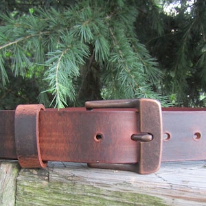 1 1/2" Custom Handcrafted leather belt, full grain leather belt,Made in USA, Unisex leather belt, Water Buffalo leather belt, vintage look image 7
