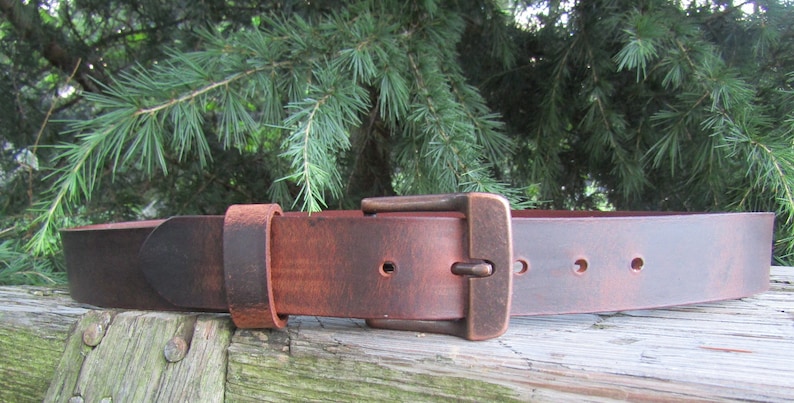 1 1/2" Custom Handcrafted leather belt, full grain leather belt,Made in USA, Unisex leather belt, Water Buffalo leather belt, vintage look image 7