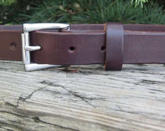 1 inch wide Dark brown Bridle Leather belt,   Made with US hides,  Custom made belt, handmade belt, mens leather belt, womens leather belt