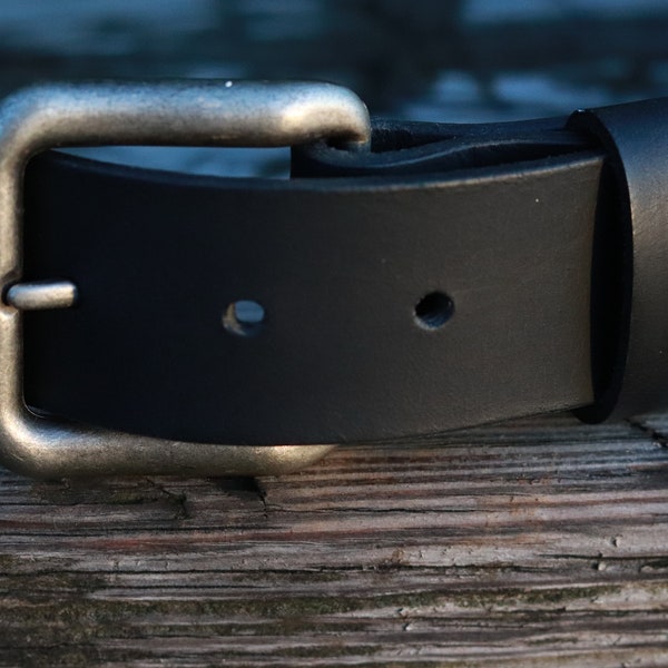 1 1/2" wide Black Water Buffalo Leather Belt Made in USA-Custom Belt,  Handmade Belt , Casual Belt,mens leather belt, womans leather belt