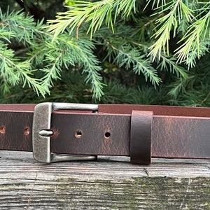 1 1/2" Custom Handcrafted leather belt, full grain leather belt,Made in USA, Unisex leather belt, Water Buffalo leather belt, vintage look image 12
