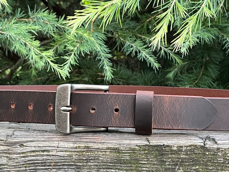 1 1/2" Custom Handcrafted leather belt, full grain leather belt,Made in USA, Unisex leather belt, Water Buffalo leather belt, vintage look image 12