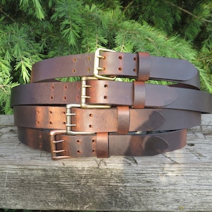 1 1/2" Custom Handcrafted leather belt,full grain leather belt, Unisex leather belt, Water Buffalo leather belt,  two prong buckle