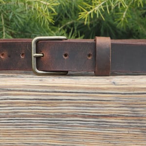 Mens Casual Vintage look Custom Handmade Belt Crazy Horse Water Buffalo Made in USA 1 1/4&quot; wide