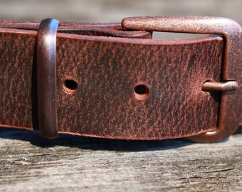 1 1/2" Custom Handcrafted leather belt, full grain leather belt,Made in USA, Unisex leather belt, Water Buffalo leather belt, vintage look