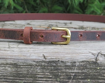 Water Buffalo Leather narrow belt, Made in USA , 1/2&quot;  wide belt, leather belt, narrow leather belt, skinny leather belt, custom belt