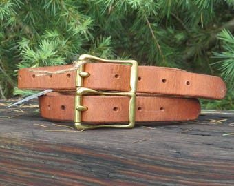 Ships Today Pair of Hermann Oak harness leather straps leather edc straps leather blanket straps, bedroll straps, camping straps, 13-22 inch
