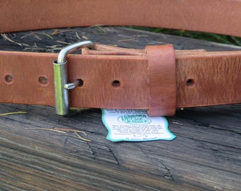 Discounted size 38-40 inch waist Hermann Oak Harness Leather belt,  casual belt  , vintage look belt,  unisex leather belt, 41-42 belt size
