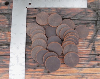Crazy Horse Water Buffalo Leather Circle Blank,  Vegetable Tanned Leather, Leather Round, Leather Circle Die Cut, DIY Projects 1 3/8" circle