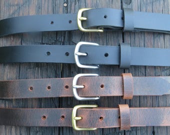 1 inch wide leather belt, full grain black leather belt, womens leather belt,  Narrow leather belt, men leather belt
