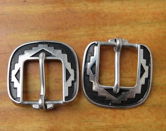 Pair of 3/4 inch buckle Jeremiah Watt, horseshoe brand hardware, stainless steel, belt buckle western Plains buckle  headstall, tack, buckle