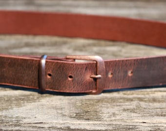1 1/2" Custom Handcrafted leather belt, full grain leather belt,Made in USA, Unisex leather belt, Water Buffalo leather belt, vintage look