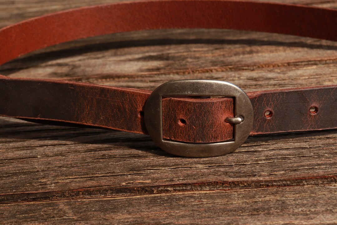 1 Inch Wide Narrow Leather Belt/ Womans Belt Belt/full Grain Brown