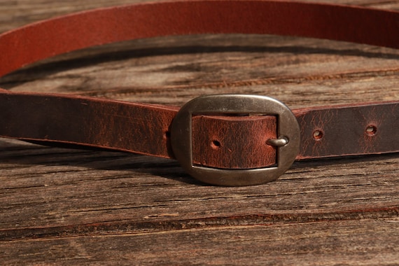 1 Inch Wide Narrow Leather Belt/ Womans Belt Belt/full Grain Brown