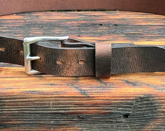 1 1/2" wide Crazy Horse Water Buffalo leather belt Mens leather belt Custom Handmade leather Belt womans leather belt oblong holes