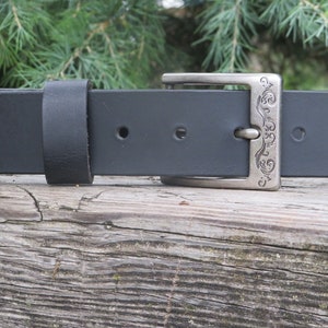 1 1/2" wide Black Water Buffalo Made in USA-Custom Handmade, Casual Belt,  full grain leather belt, mens leather belt, womans leather belt