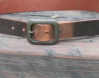 Ships Today 30 inch waist Crazy Horse Water Buffalo leather, Rustic leather belt size 32
