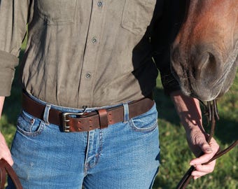 1 1/2" Custom Handcrafted leather belt,full grain leather belt, Unisex leather belt, Water Buffalo leather belt,  two prong buckle