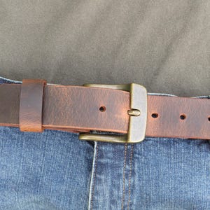 1 1/2" Custom Handcrafted leather belt, full grain leather belt,Made in USA, Unisex leather belt, Water Buffalo leather belt, vintage look image 6